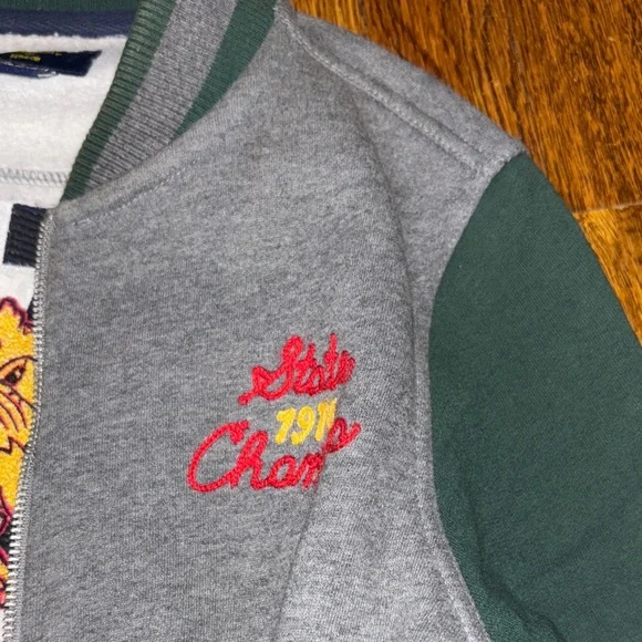 Superdry varsity boys Gray Green Jacket embroidered US 6 M Small - Picture 7 of 11